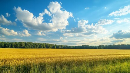 field with beautiful blue sky above generative ai