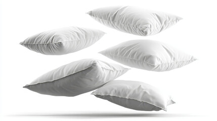 &ldquo;Floating Pillows Isolated on White Background &ndash; Soft Home Decor&rdquo;