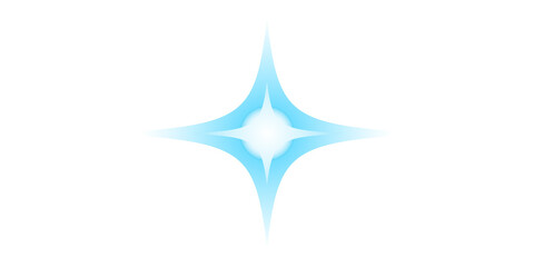 Obraz premium Star glow rays of blue light on png transparent background.