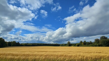 Fototapeta premium field with beautiful blue sky above generative ai