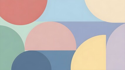 A calming abstract geometric pattern with pastel semicircles and quarter circles