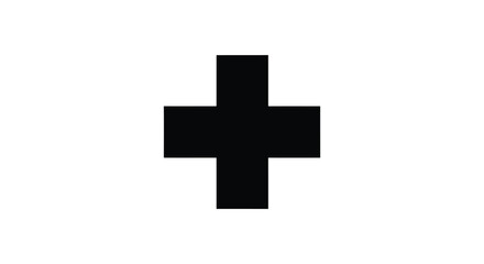 Fototapeta premium A stark black cross symbol isolated on a plain white background representing simplicity and form
