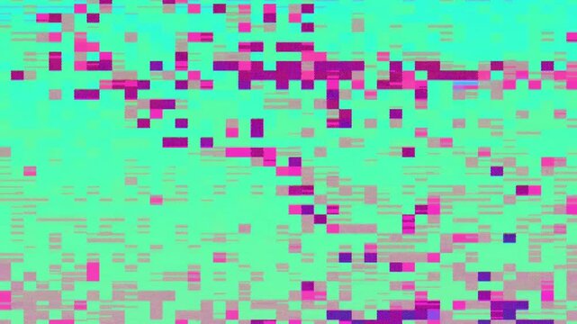 4k Abstract pixel retro 8bit neon pink rgb video game glitch noise texture, square tiles animated retro video game pixelated background, seamless looped vj pattern psychedelic 80s, 90s, 2000s texture