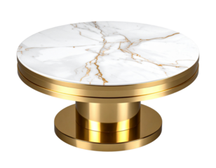 Round Marble Table with Gold Pedestal Base