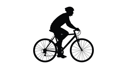 Obraz premium A silhouetted cyclist riding a mountain bike a dynamic illustration of athletic movement and freedom