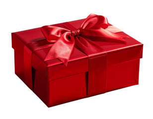 Obraz premium Minimal Red Gift Box with Glossy Highlights and Ribbon Detail