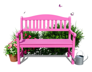  Minimal Pink Bench with Spring Decor and Greenery