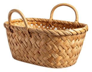 Elegant Vintage Wicker Basket with Curved Handles