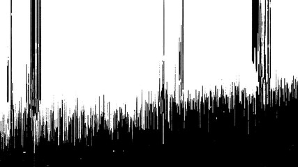 Abstract black and white glitch effect background with vertical lines isolated on transparent background