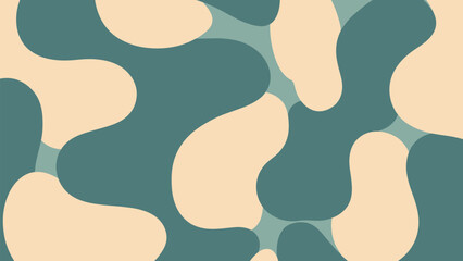 Abstract camouflage pattern, organic flowing shapes, muted teal beige tones, natural concealment texture, aesthetic terrain design, flat vector illustration © Mehebub Creatives