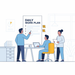 People planning work on a daily plan in an office.