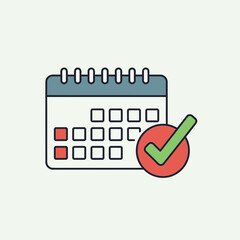 Calendar with checkmark indicating a scheduled event or task.