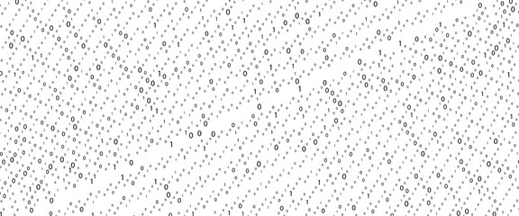 Technology stream binary code. Digital illustration. White matrix background. Programming, coding, hacking and encryption. © abd