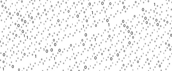 Technology stream binary code. Digital illustration. White matrix background. Programming, coding, hacking and encryption. © abd