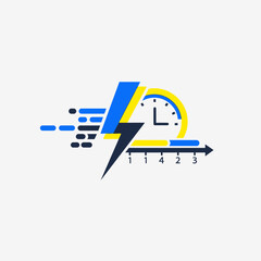 Abstract graphic representing speed time and progress with lightning bolt.
