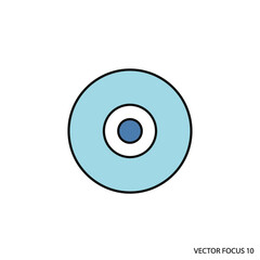 Concentric circles with blue and white colors on a white background.