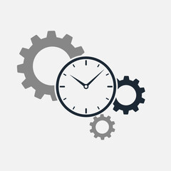 Clock face with gears representing time and mechanics.