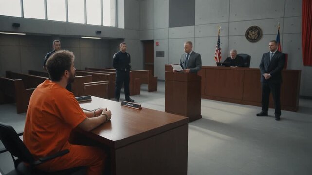 Inmate in court awaiting judge to sentence him