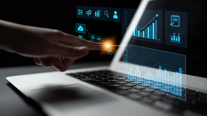 Data flow from database and cloud to processing and analytics dashboards, representing data analysis, automation, insight generation, and digital intelligence Latch