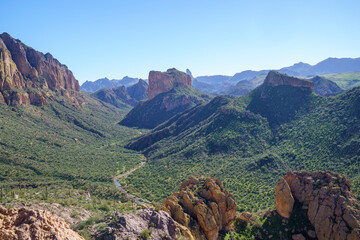 Viewpoint at the Boulder Canyon Trail in the Superstition Mountains in Arizona, Tonto National Forest