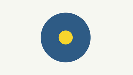 Blue circle with yellow center on white background.
