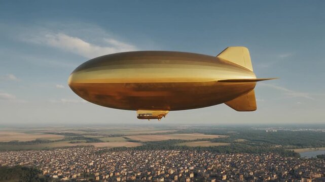 Blimp is flying in the air