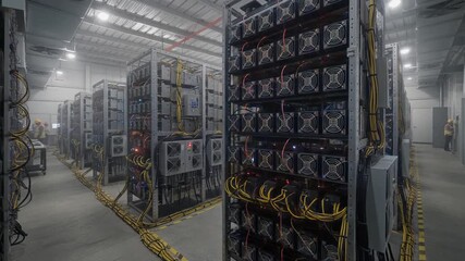 Interior of a hyperscale ai datacenter and cryptocurrency mining farm - enterprise networking and computing 