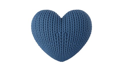 Blue knitted heart pillow