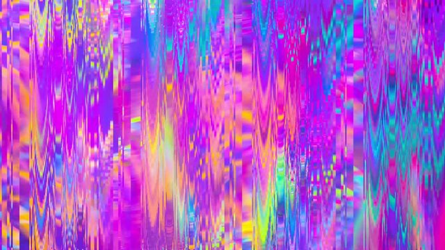 Abstract pixelated interlaced flowing rainbow 8 bit gradient cyber retro game Glitch TV Static pixel Noise animation texture background. Futuristic glitched cyberpunk, rave 90s, 2000s aesthetic