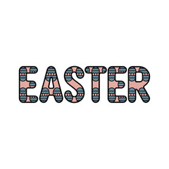 Easter text with decorative letters isolated on white background