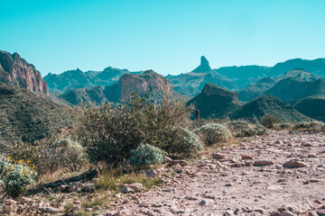 Weavers Needle as seen from the Boulder Canyon Trail in Arizona