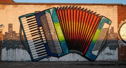accordion graffiti mural musical instrument