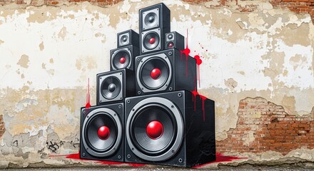 speakers graffiti mural musical instrument
