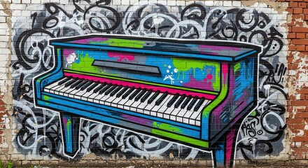 piano graffiti mural musical instrument