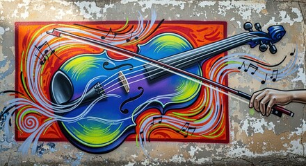 violin graffiti mural musical instrument