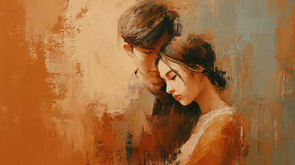 Emotional theme of affection with gentle proximity and warm palette