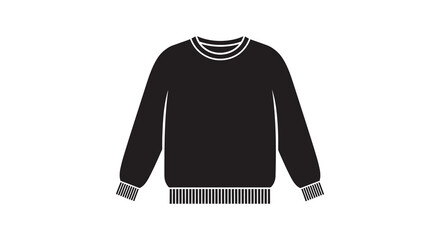 A simple black silhouette of a long sleeved sweater with ribbed cuffs and barcode