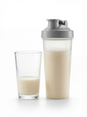 Nutritional Protein Shake with Shaker Bottle and Glass for Fitness