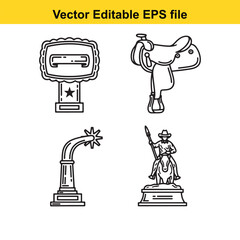  vector editable eps file with four black line icons on white background isolated on white background