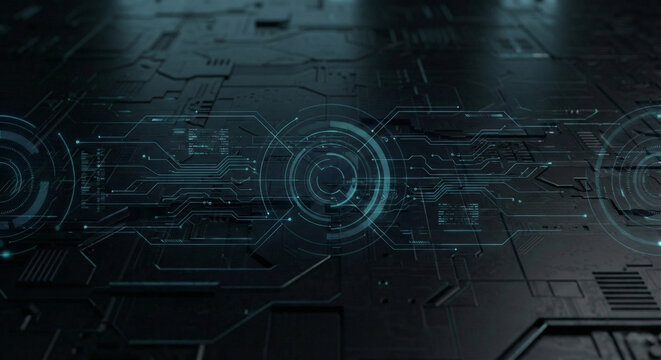 Digital HUD Style Background With Glowing Interface Elements - Powered by Adobe