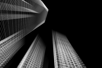 Fototapeta na wymiar Abstract architecture building 3D illustration