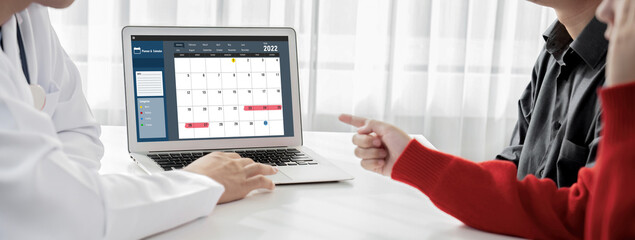 Calendar on computer software application for brisk schedule planning for personal organizer and online business