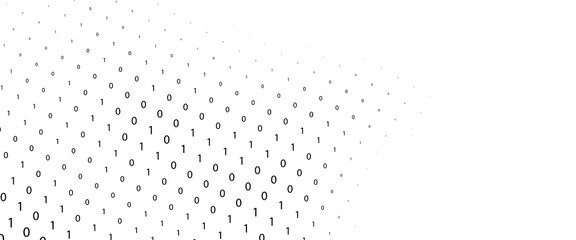 Technology stream binary code. Digital illustration. White matrix background. Programming, coding, hacking and encryption. © abd