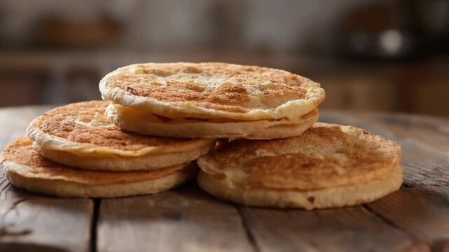 Golden Flaky Moroccan Flatbread Msemen in Warm Natural Light