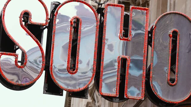 Soho District Name Lettering Sign On Beak Street, Metal Letters, West End Of Central London, England, United Kingdom