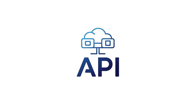 A logo for API with a cloud and computer servers - Powered by Adobe
