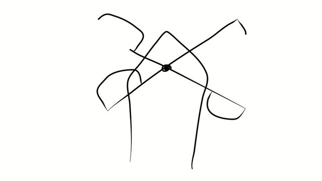 Mill. Contour drawing, silhouett animation. Video 4k  object illustration self-drawing, minimalism sketch design modern new