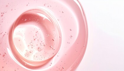 光沢感ある美容液テクスチャ ピンク分子と高保湿成分の世界 ジェネレーティブAI