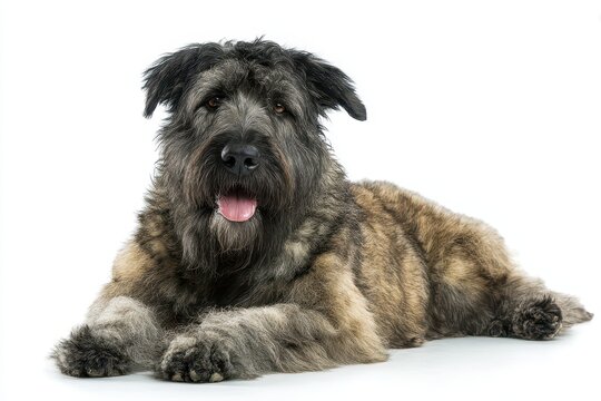 Bouvier Des Flandres Dog Resting Serenity on White Canvas