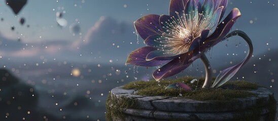 Exotic alien plant - beautiful and strange otherworldly plant from another planet